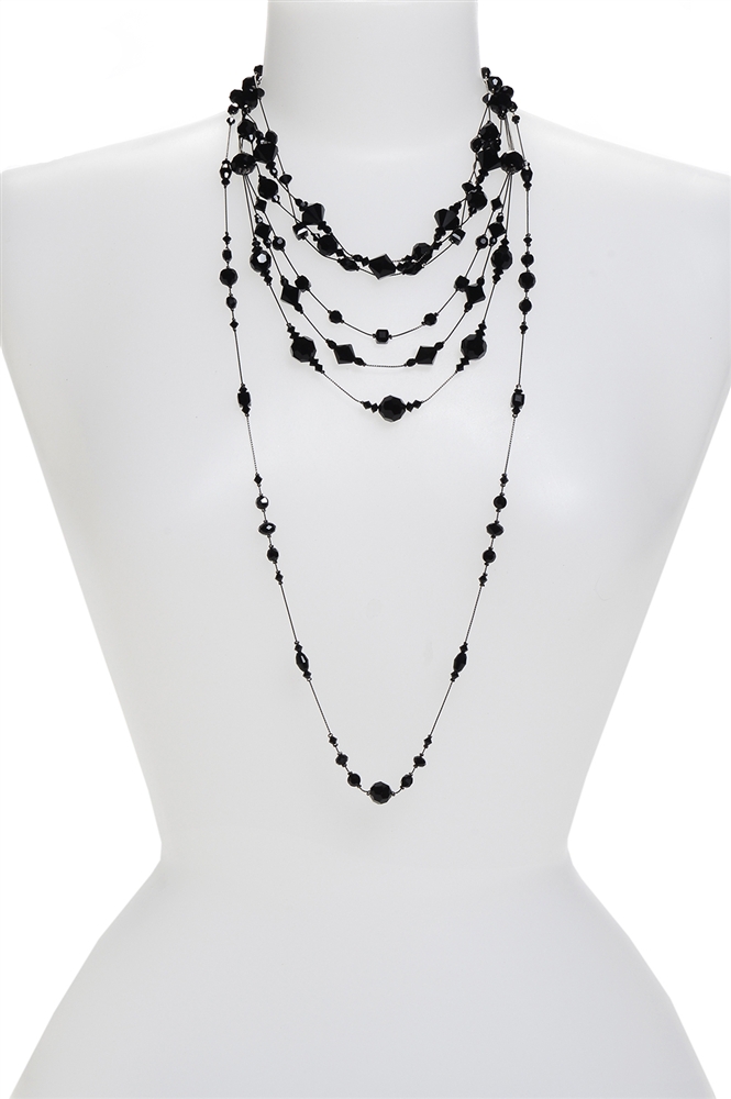 Ronnie Mae Jet Black Necklace | Black Swarovski Crystal Necklace